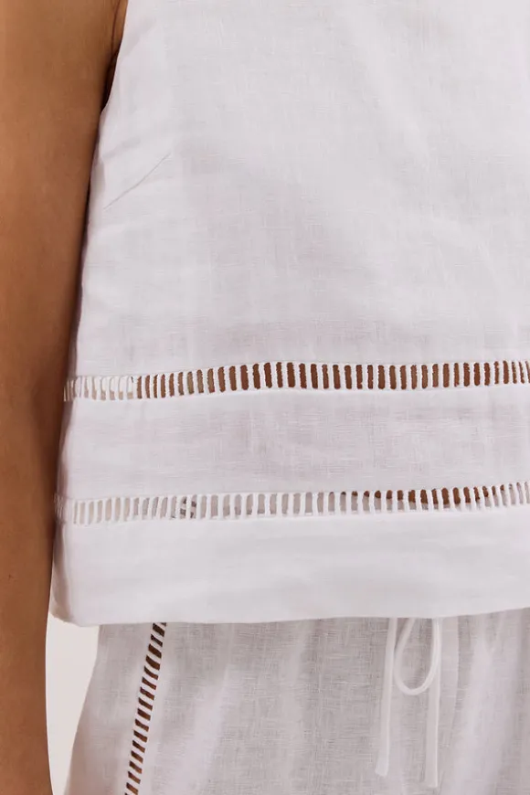 LINDSAY WHITE LINEN BOXY TOP