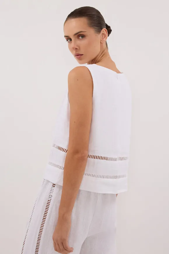 LINDSAY WHITE LINEN BOXY TOP