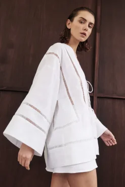 LINDSAY WHITE LINEN KIMONO TOP