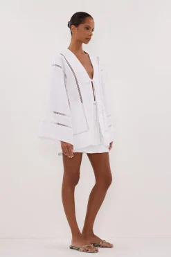 LINDSAY WHITE LINEN KIMONO TOP
