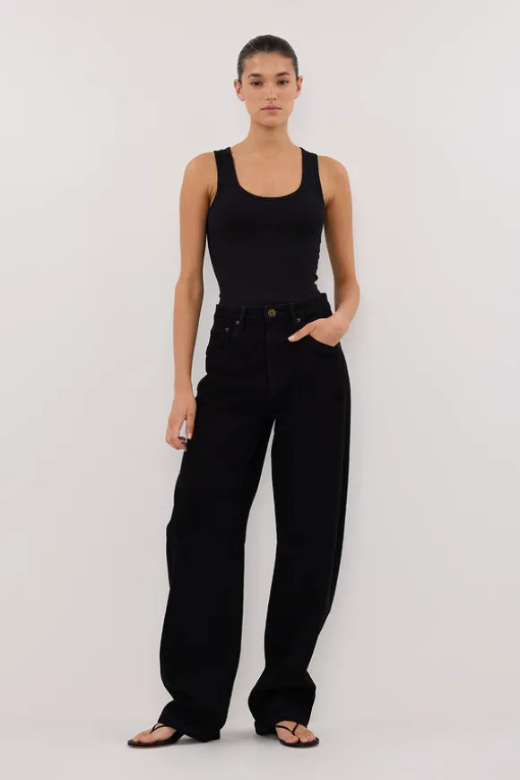 LIV BLACK DENIM BARREL LEG JEAN