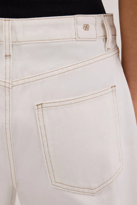 LIV WHITE DENIM BARREL LEG JEAN