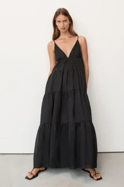 LIZA BLACK RAMIE MIDI DRESS