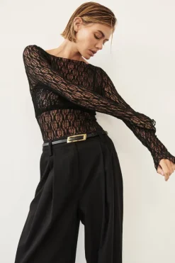 LIZZIE BLACK LACE LONG SLEEVE TOP