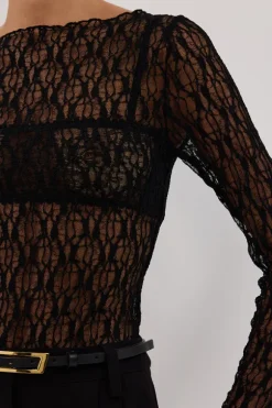 LIZZIE BLACK LACE LONG SLEEVE TOP