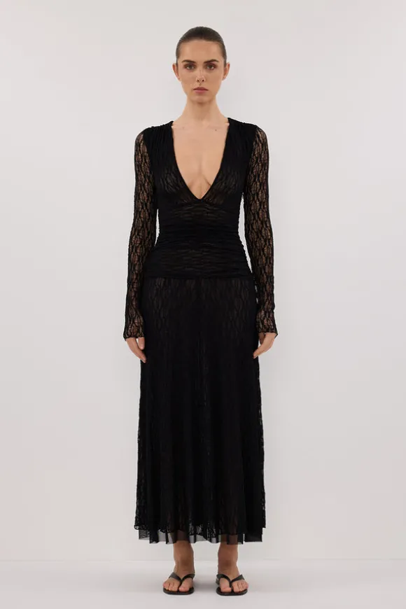 LIZZIE BLACK LACE LONG SLEEVE MAXI DRESS