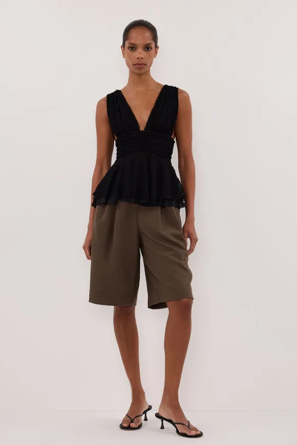 LIZZIE BLACK LACE PEPLUM TOP