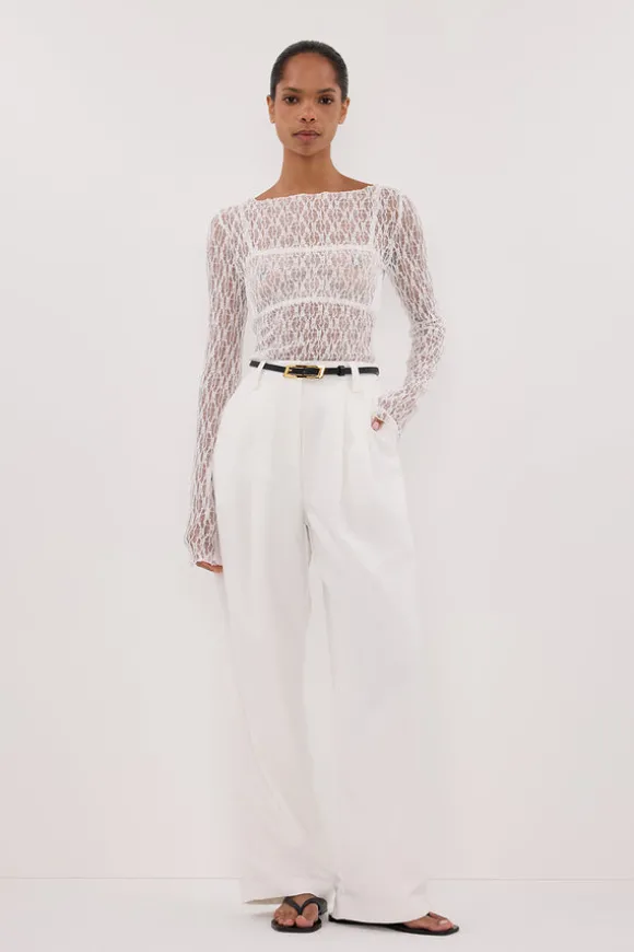 LIZZIE WHITE LACE LONG SLEEVE TOP