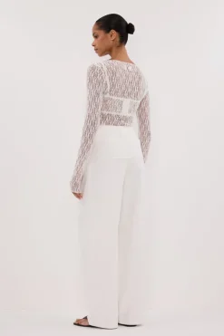 LIZZIE WHITE LACE LONG SLEEVE TOP
