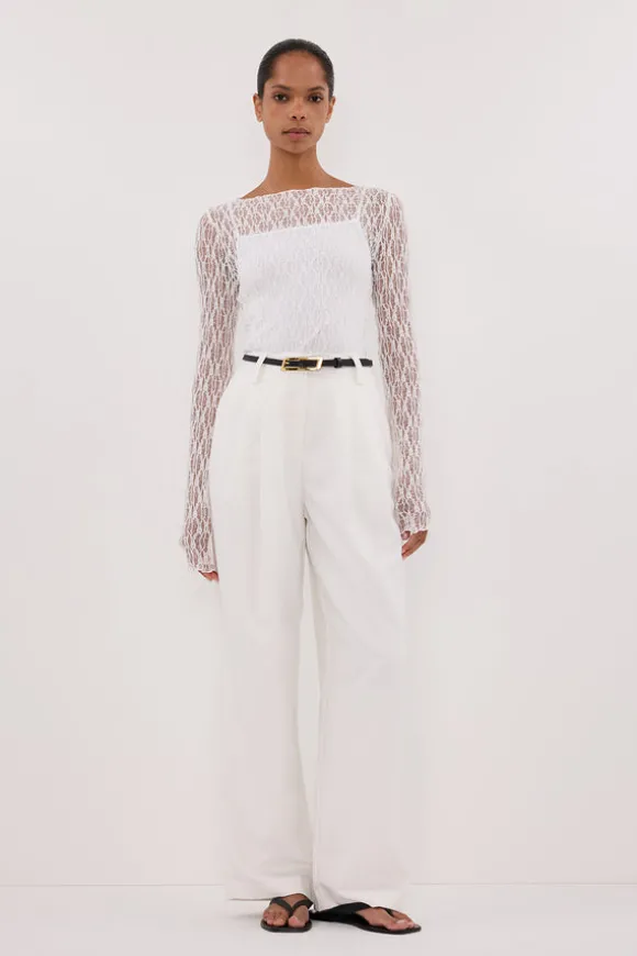 LIZZIE WHITE LACE LONG SLEEVE TOP