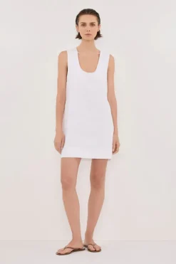 LOTUS WHITE LINEN MINI DRESS
