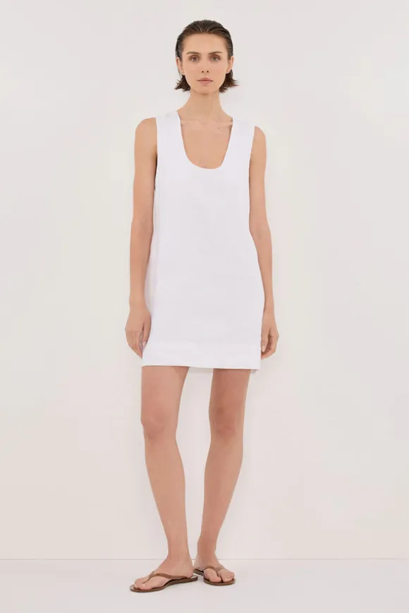 LOTUS WHITE LINEN MINI DRESS