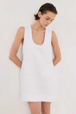 LOTUS WHITE LINEN MINI DRESS