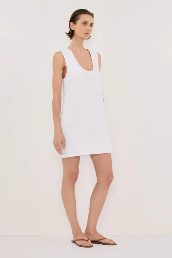 LOTUS WHITE LINEN MINI DRESS