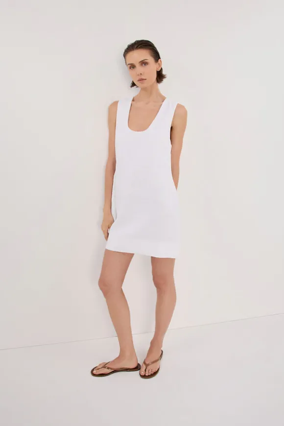 LOTUS WHITE LINEN MINI DRESS