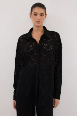 LOULA BLACK LACE LONG SLEEVE SHIRT