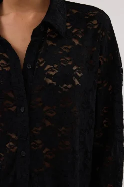 LOULA BLACK LACE LONG SLEEVE SHIRT