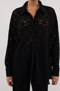 LOULA BLACK LACE LONG SLEEVE SHIRT