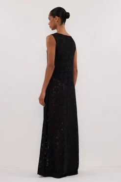 LOULA BLACK LACE MIDI DRESS