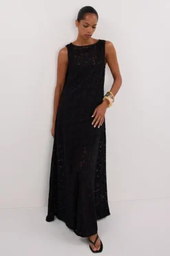 LOULA BLACK LACE MIDI DRESS