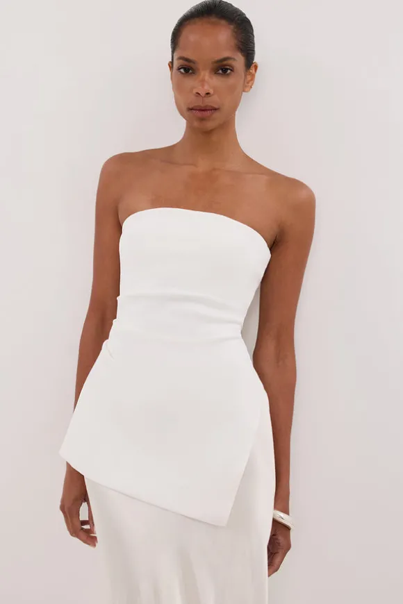 LUKE OFF WHITE LONGLINE BANDEAU TOP