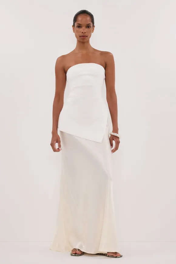 LUKE OFF WHITE LONGLINE BANDEAU TOP