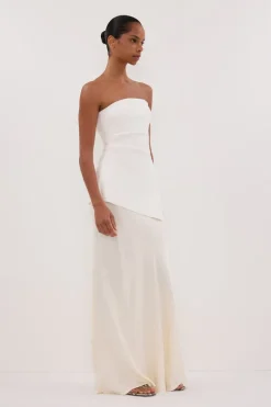 LUKE OFF WHITE LONGLINE BANDEAU TOP