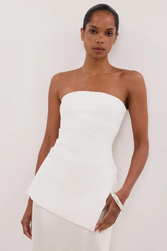 LUKE OFF WHITE LONGLINE BANDEAU TOP