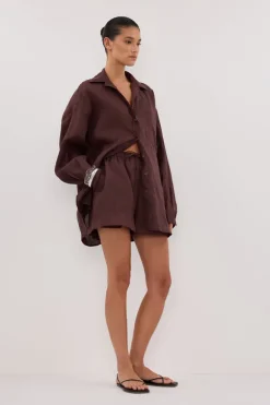 LUNE WALNUT LINEN SHORT