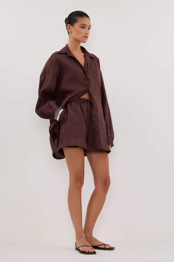 LUNE WALNUT LINEN SHORT