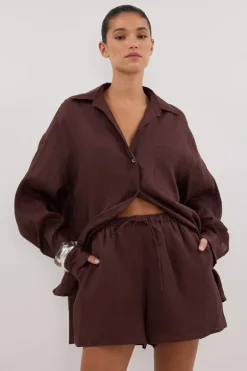 LUNE WALNUT LINEN SHORT