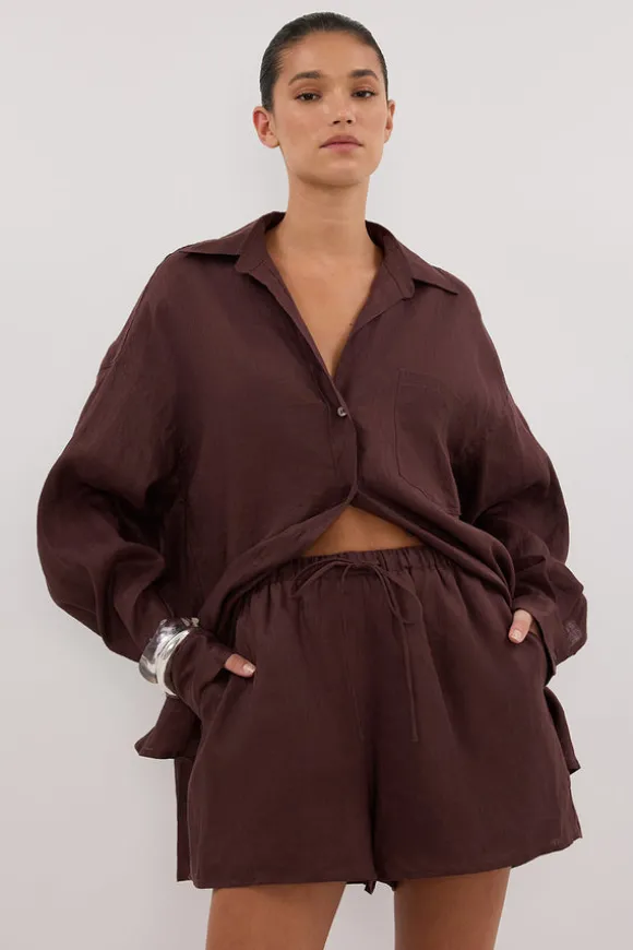 LUNE WALNUT LINEN SHORT
