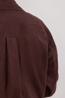 LUNE WALNUT OVERSIZED LINEN SHIRT