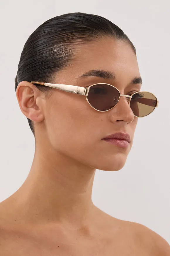 LUV LOU THE BOSTON BRUSHED GOLD SUNGLASSES