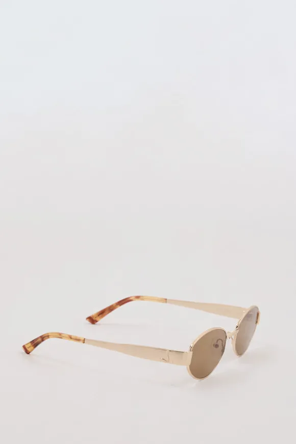 LUV LOU THE BOSTON BRUSHED GOLD SUNGLASSES