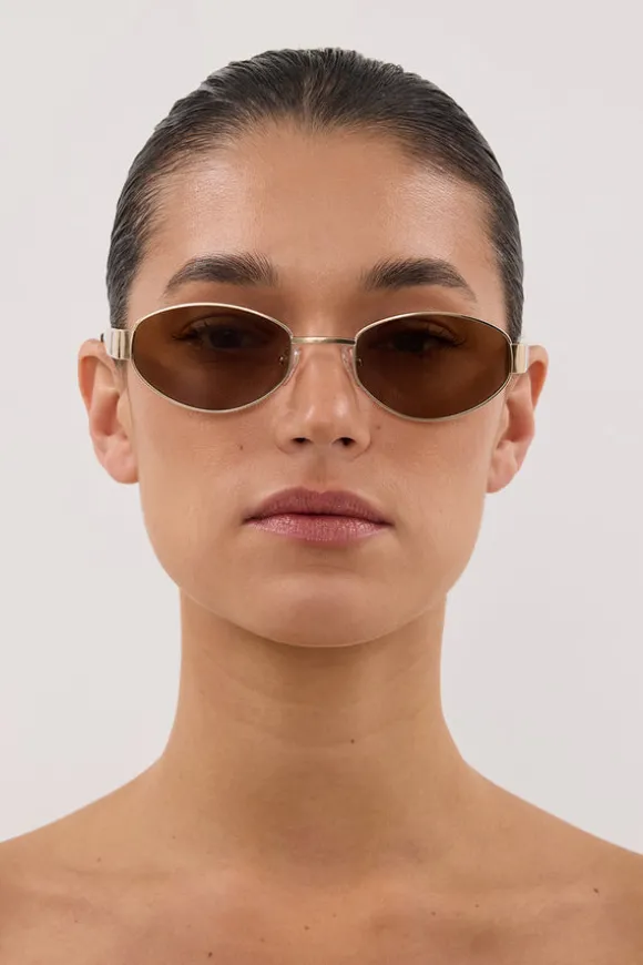 LUV LOU THE BOSTON BRUSHED GOLD SUNGLASSES