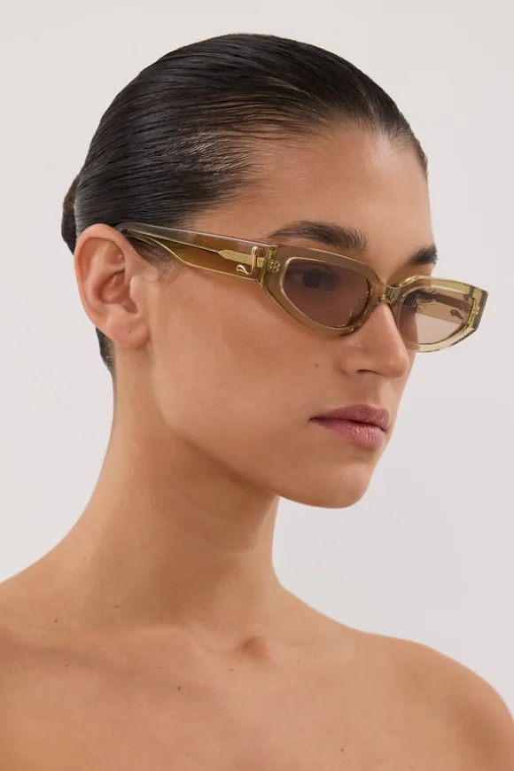 LUV LOU THE HAYLEY SAGE CRYSTAL SUNGLASSES