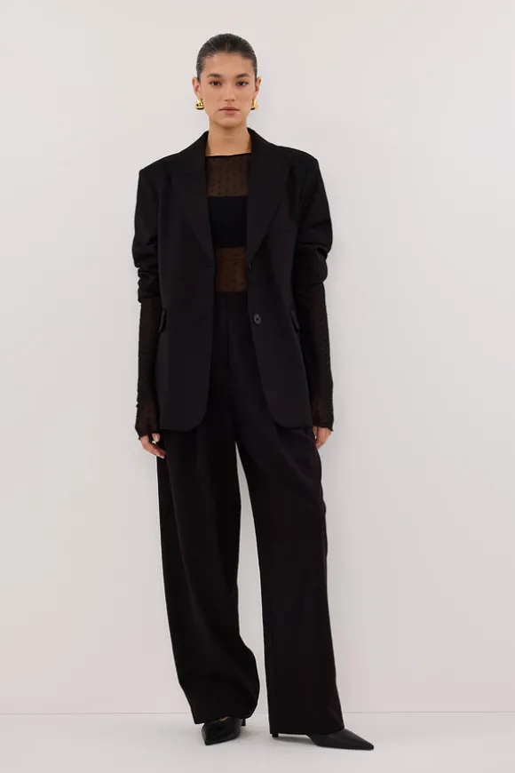 MAE BLACK MESH SPOT LONG SLEEVE TOP