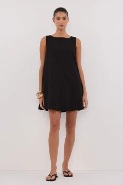 MAISIE BLACK POPLIN MINI DRESS
