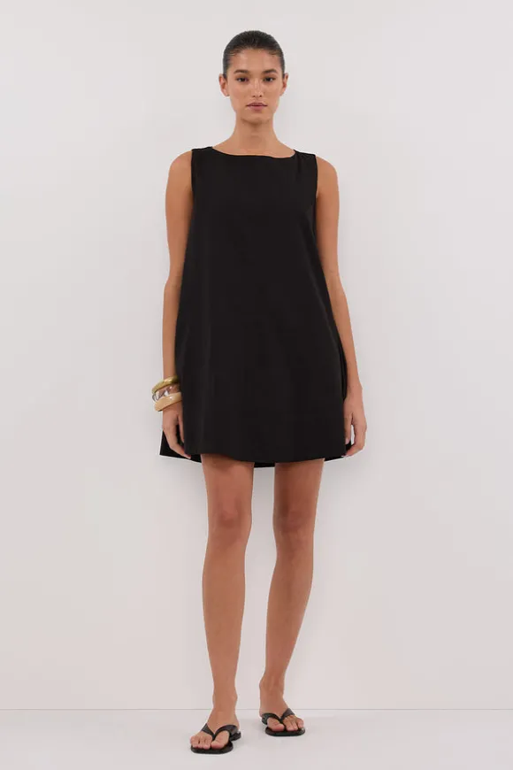 MAISIE BLACK POPLIN MINI DRESS