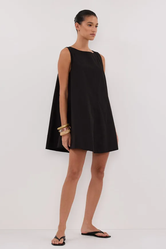 MAISIE BLACK POPLIN MINI DRESS