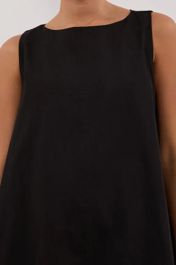 MAISIE BLACK POPLIN MINI DRESS
