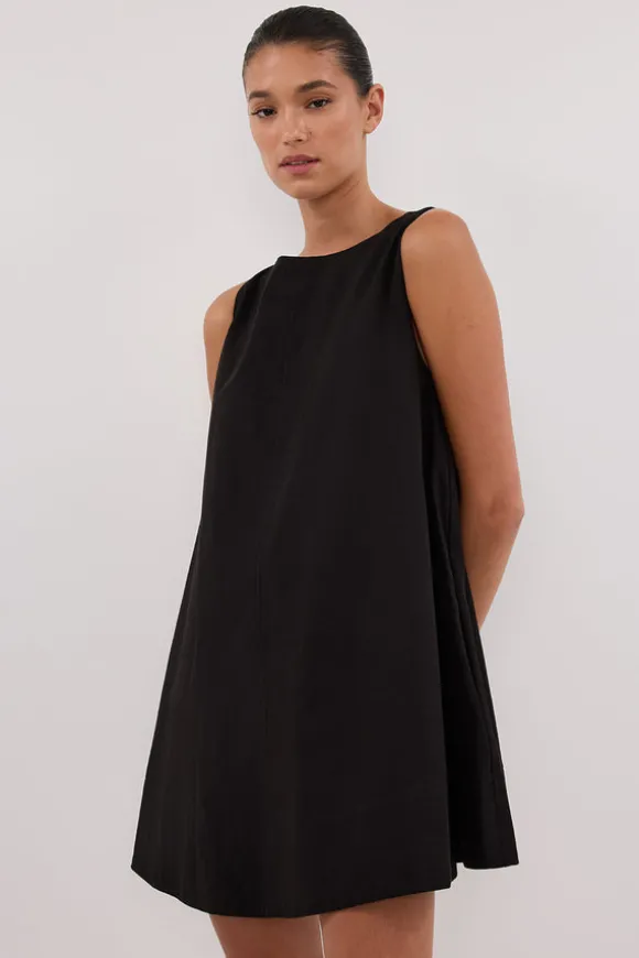 MAISIE BLACK POPLIN MINI DRESS