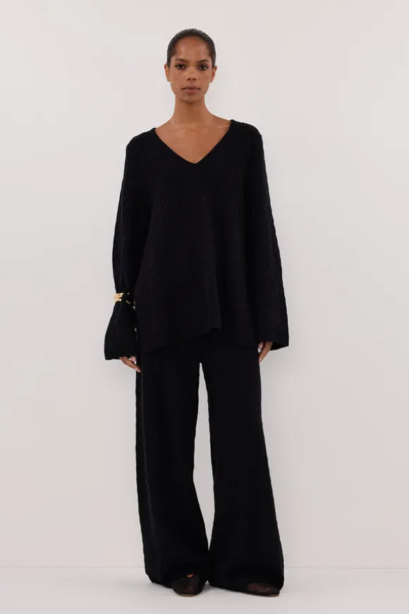 MAREN BLACK CABLE KNIT JUMPER