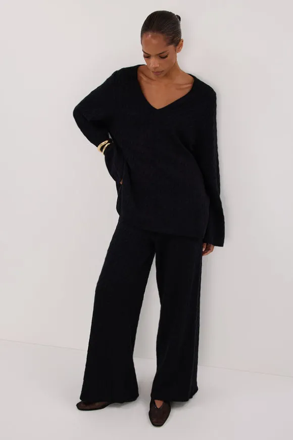 MAREN BLACK CABLE KNIT JUMPER