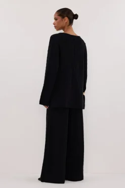 MAREN BLACK CABLE KNIT PANT