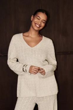 MAREN CHALK CABLE KNIT JUMPER