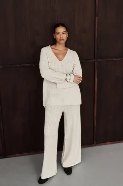MAREN CHALK CABLE KNIT PANT