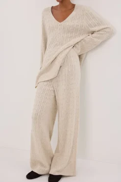 MAREN CHALK CABLE KNIT PANT