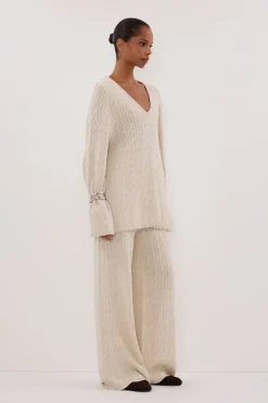 MAREN CHALK CABLE KNIT PANT